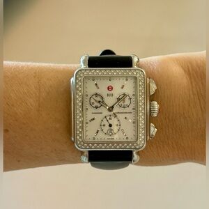 Michele Deco Stainless Watch w/ Diamonds & Mother of Pearl face -3 band options.